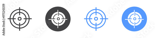 Bulls eye pointer icon flat line symbol set.