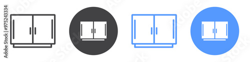 Cabinet icon flat line symbol set.