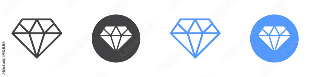 Diamond icon flat line symbol set. Diamond icon flat line symbol set.