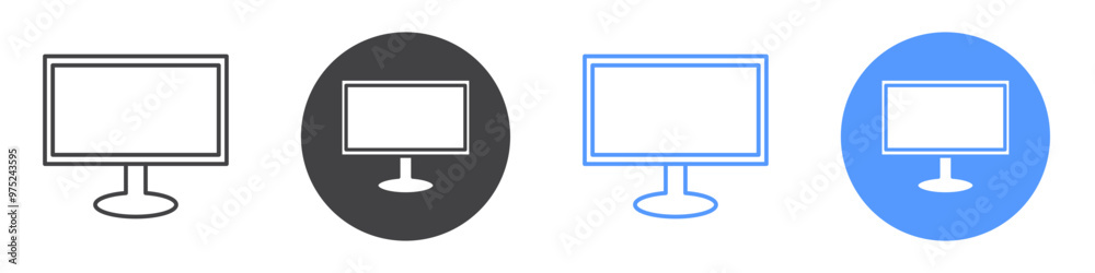 Desktop icon flat line symbol set. Desktop icon flat line symbol set.