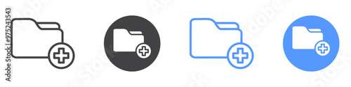 Create folder icon flat line symbol set.