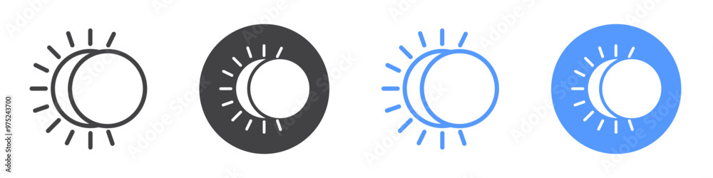 Eclipse icon flat line symbol set. Eclipse icon flat line symbol set.