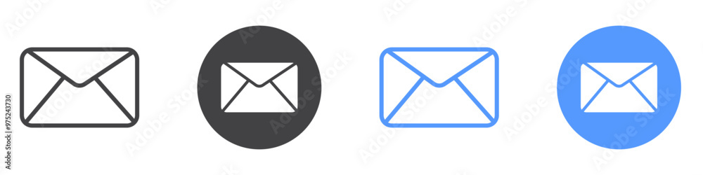 Envelope icon flat line symbol set. Envelope icon flat line symbol set.