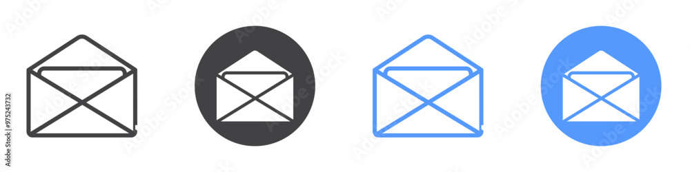 Email icon flat line symbol set. Email icon flat line symbol set.