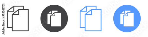 Duplicate icon flat line symbol set.