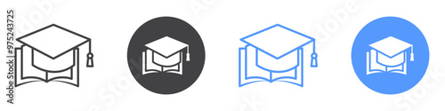 Education icon flat line symbol set.