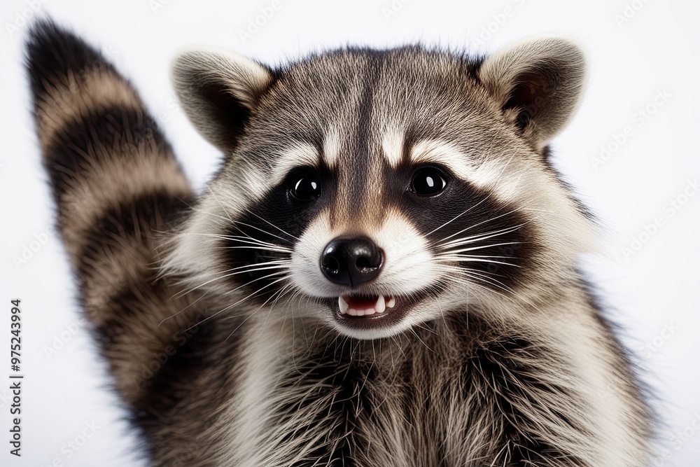 Obraz premium Adorable Raccoon Winking Against a Bright White Background