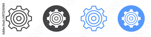 Gear icon flat line symbol set.