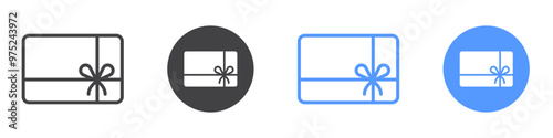 Gift card icon flat line symbol set.