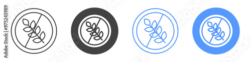 Gluten free icon flat line symbol set.