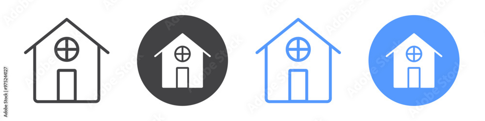 House icon flat line symbol set. House icon flat line symbol set.