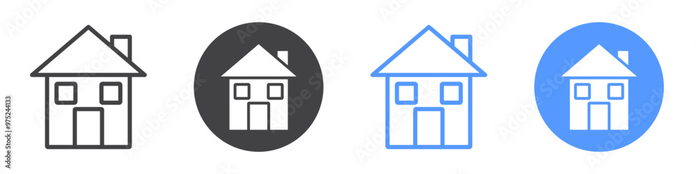 House icon flat line symbol set. House icon flat line symbol set.