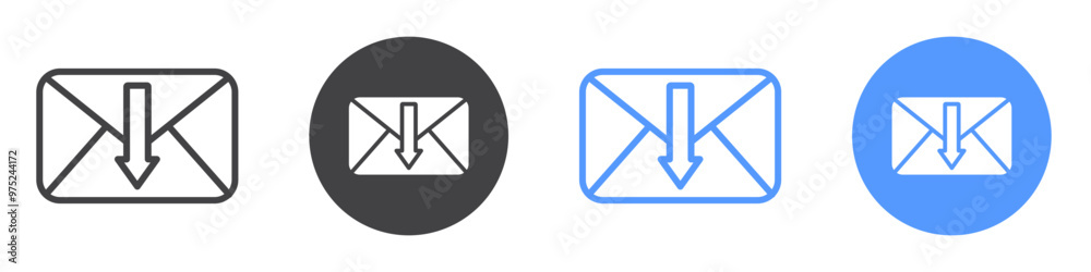 Inbox icon flat line symbol set. Inbox icon flat line symbol set.