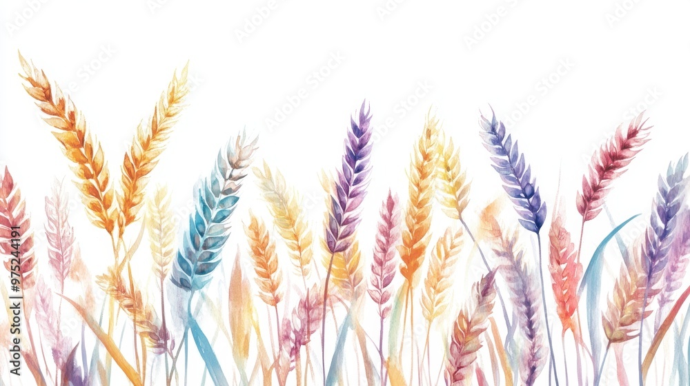 Watercolor illustration ears of wheat on white background,Colorful background for fabric,Hand drawn,Agriculture Farm Fresh Healthy Tasty Organic Bread Food,Vector illustration of ears element. Watercolor illustration ears of wheat on white background,Colorful background for fabric,Hand drawn,Agriculture Farm Fresh Healthy Tasty Organic Bread Food,Vector illustration of ears element.