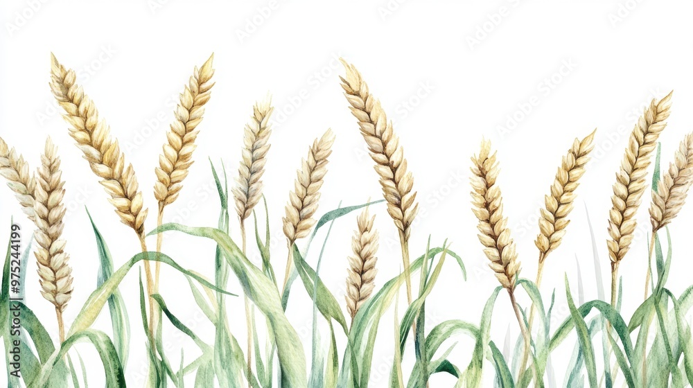Watercolor illustration ears of wheat on white background,Colorful background for fabric,Hand drawn,Agriculture Farm Fresh Healthy Tasty Organic Bread Food,Vector illustration of ears element. Watercolor illustration ears of wheat on white background,Colorful background for fabric,Hand drawn,Agriculture Farm Fresh Healthy Tasty Organic Bread Food,Vector illustration of ears element.