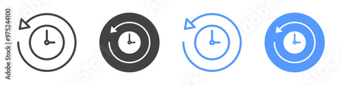 History icon flat line symbol set.