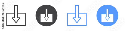 Import icon flat line symbol set.