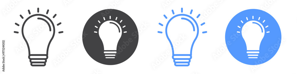 Lightbulb icon flat line symbol set. Lightbulb icon flat line symbol set.
