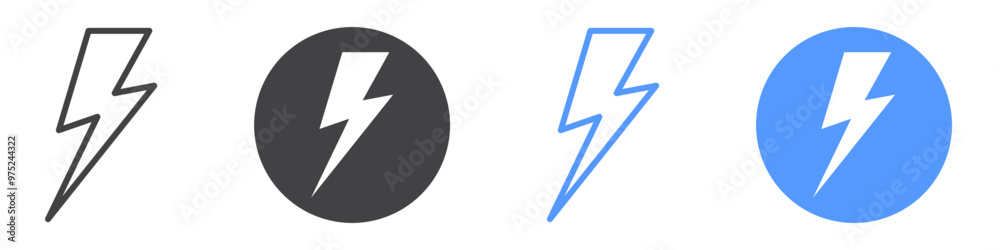 Lightning icon flat line symbol set. Lightning icon flat line symbol set.