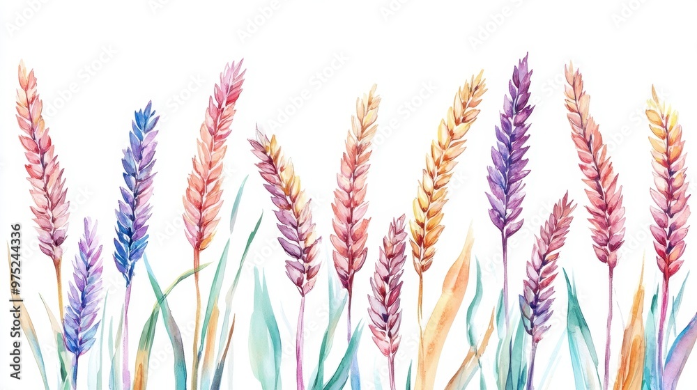 Watercolor illustration ears of wheat on white background,Colorful background for fabric,Hand drawn,Agriculture Farm Fresh Healthy Tasty Organic Bread Food,Vector illustration of ears element. Watercolor illustration ears of wheat on white background,Colorful background for fabric,Hand drawn,Agriculture Farm Fresh Healthy Tasty Organic Bread Food,Vector illustration of ears element.