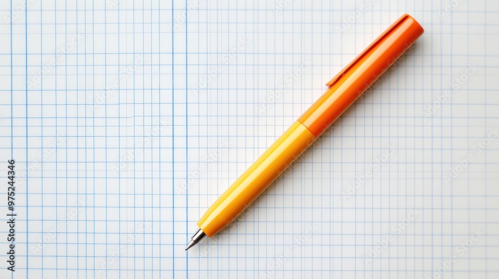 Orange Pen on a Grid Paper Orange Pen on a Grid Paper
