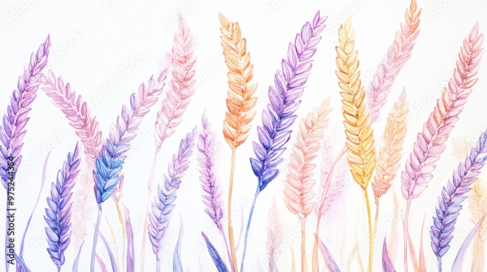 Watercolor illustration ears of wheat on white background,Colorful background for fabric,Hand drawn,Agriculture Farm Fresh Healthy Tasty Organic Bread Food,Vector illustration of ears element. Watercolor illustration ears of wheat on white background,Colorful background for fabric,Hand drawn,Agriculture Farm Fresh Healthy Tasty Organic Bread Food,Vector illustration of ears element.