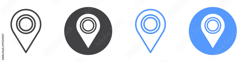 Location pin icon flat line symbol set. Location pin icon flat line symbol set.