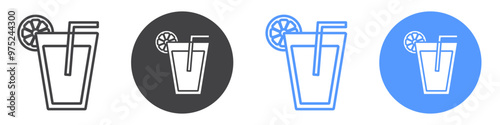 Lemonade icon flat line symbol set.
