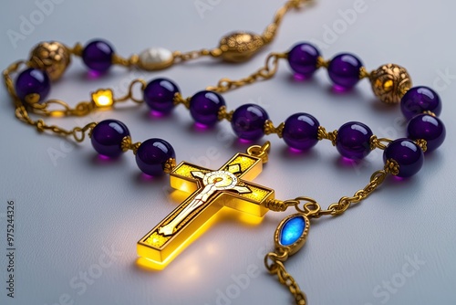 Luminous Rosary Beads for Healing and Spiritual Devotion with Illuminated Cross photo