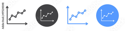 Line chart icon flat line symbol set.