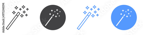 Magic wand icon flat line symbol set.