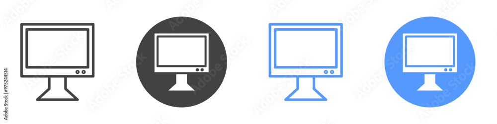 Monitor icon flat line symbol set. Monitor icon flat line symbol set.