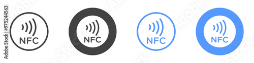 NFC icon flat line symbol set.