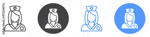 Nurse Icon flat line symbol set.