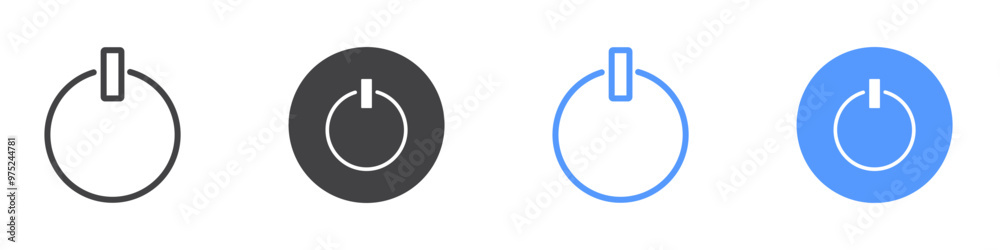 Power button icon flat line symbol set. Power button icon flat line symbol set.