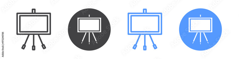 Presentation board icon flat line symbol set. Presentation board icon flat line symbol set.