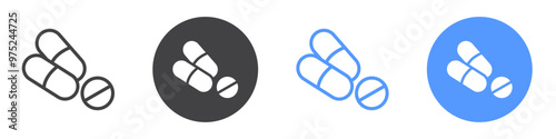 Pill Icon flat line symbol set.