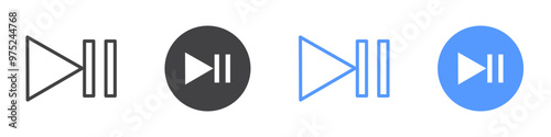 Play pause icon flat line symbol set.