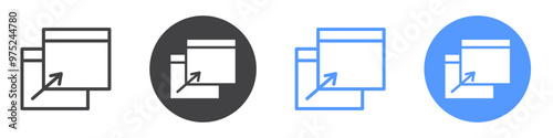 Pop up icon flat line symbol set.