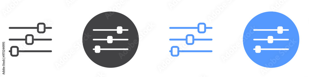 Settings sliders icon flat line symbol set. Settings sliders icon flat line symbol set.