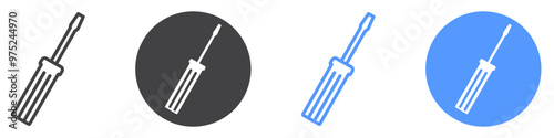 Screwdriver icon flat line symbol set.
