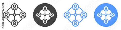 Stakeholders icon flat line symbol set.