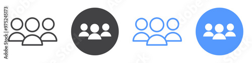 Team icon flat line symbol set.