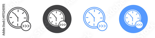 Time forward icon flat line symbol set.