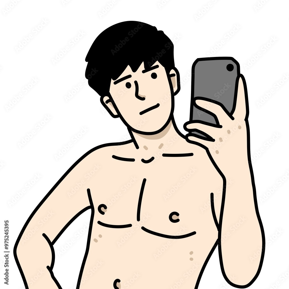 Fototapeta premium cute man cartoon on white background