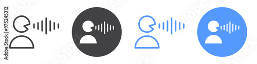 Voice icon flat line symbol set.