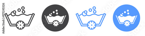 Wash Time icon flat line symbol set.