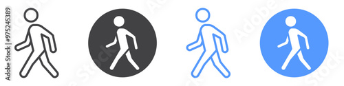 Walk icon flat line symbol set.