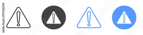 Warning Icon flat line symbol set.