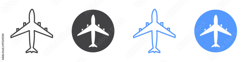 Airplane Icon flat line symbol set. Airplane Icon flat line symbol set.